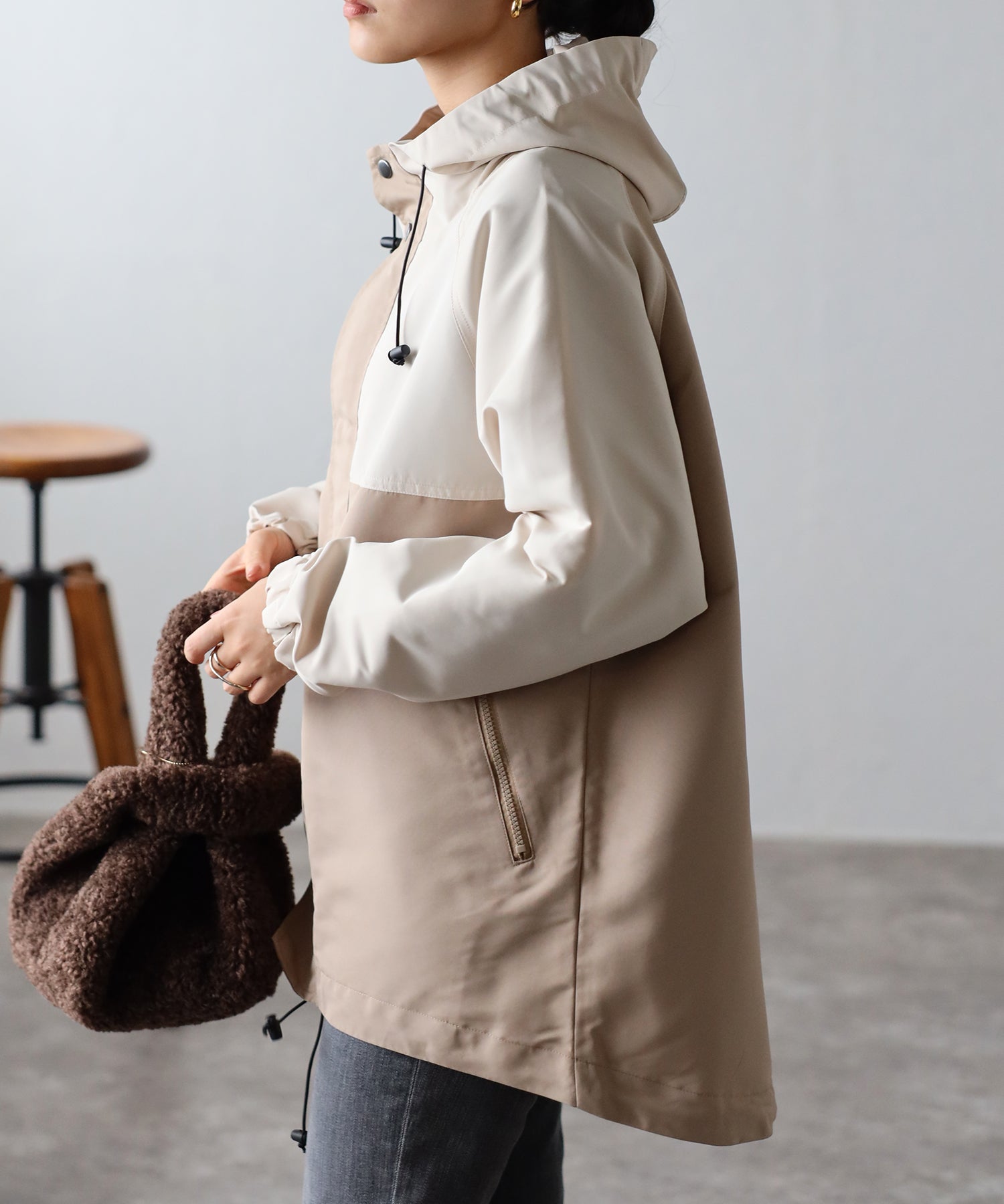 フィズ Fizz フード付きマウンテンパーカー  AW マンパ オーバーサイズ アウトドア