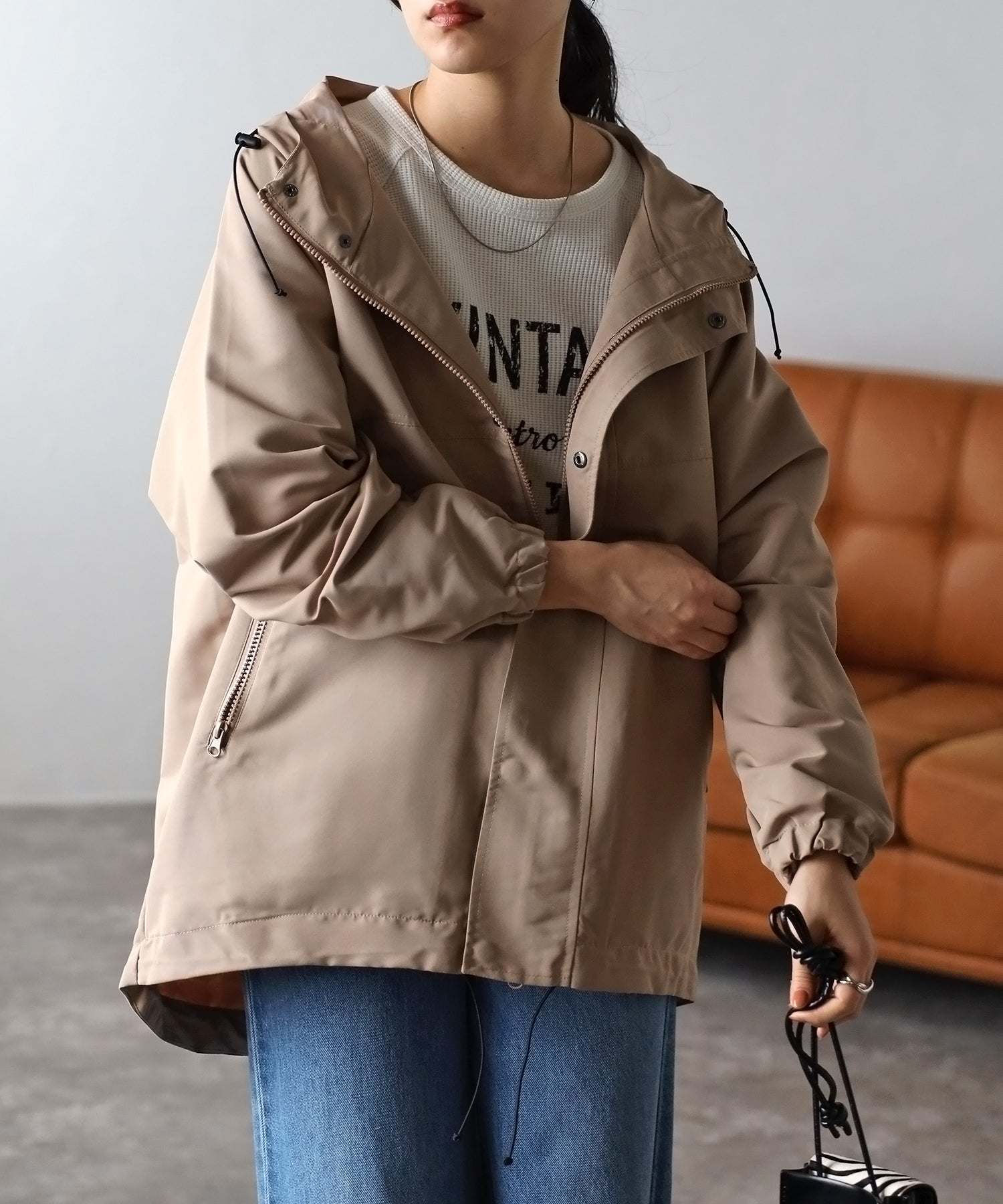 フィズ Fizz フード付きマウンテンパーカー  AW マンパ オーバーサイズ アウトドア