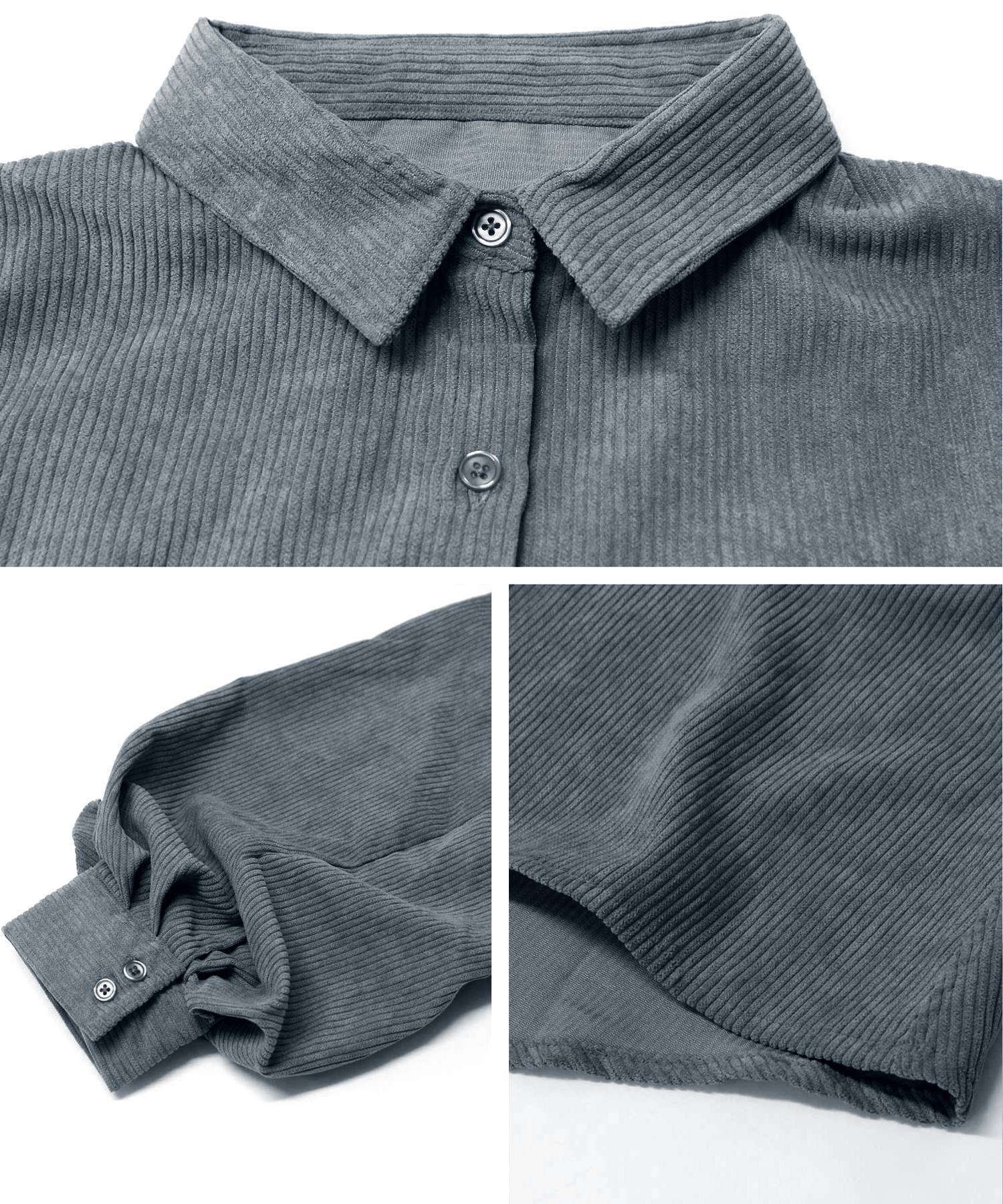 フィズ Fizz 細コーデュロイ ボリューム袖ロングシャツワンピ mitis AW パフ袖 フレア チュニック