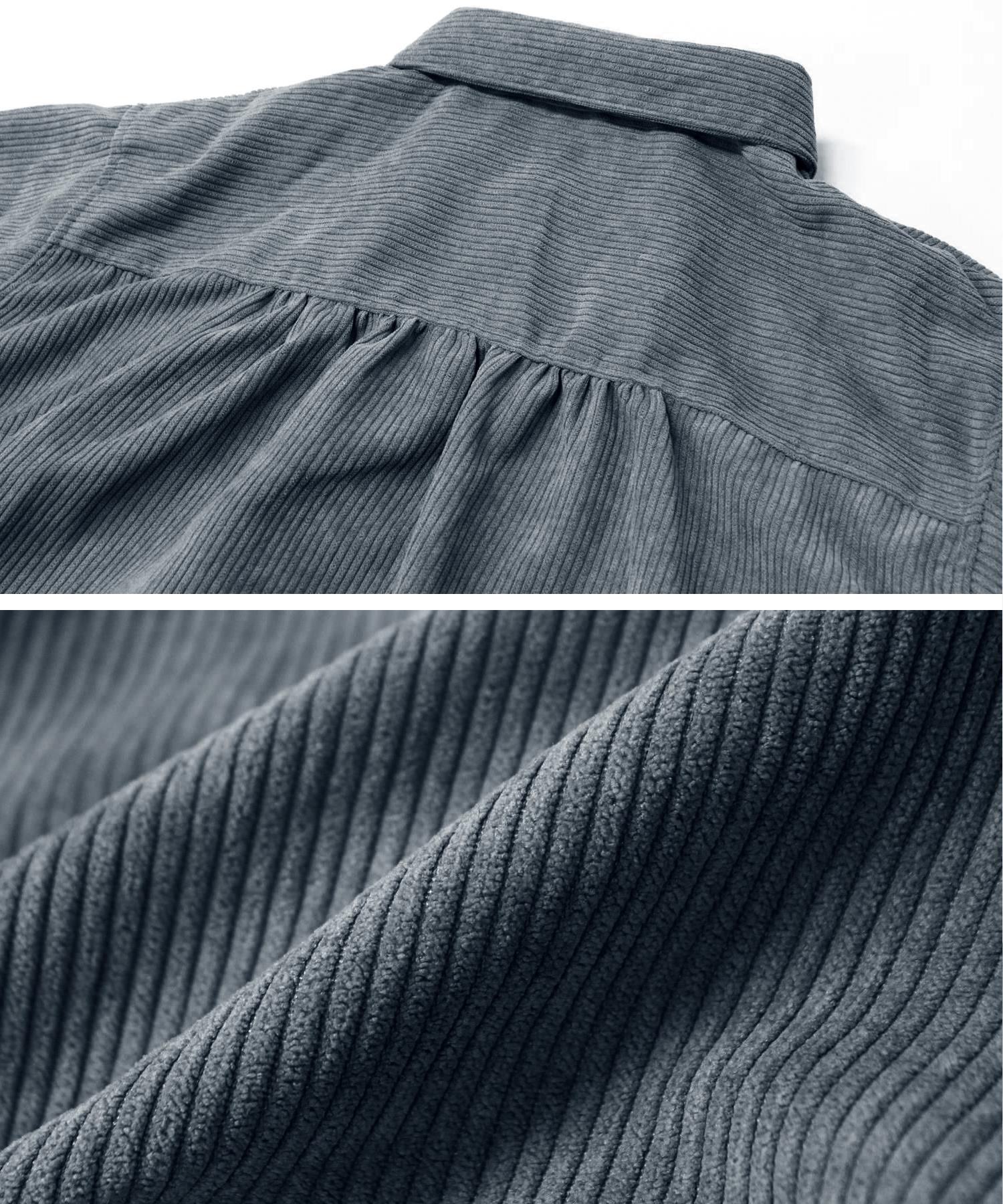 フィズ Fizz 細コーデュロイ ボリューム袖ロングシャツワンピ mitis AW パフ袖 フレア チュニック