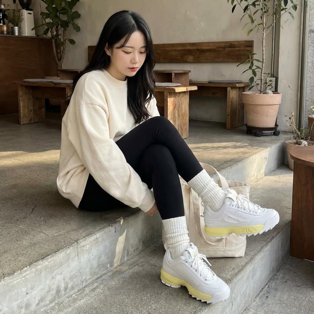 フィラ FILA DISRUPTOR II / ディスラプターツー / カジュアルスニーカー / 厚底 (BLANC DE BLANC/LEMONADE) BLANC DE BLANC/LEMONADE