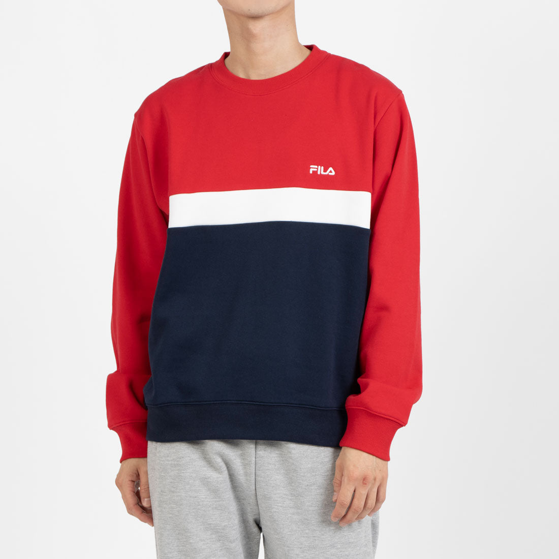 フィラ FILA 切替クルーネックトレーナー / SWITCHING CREW NECK / カジュアルウェア / メンズ (RD0) RED