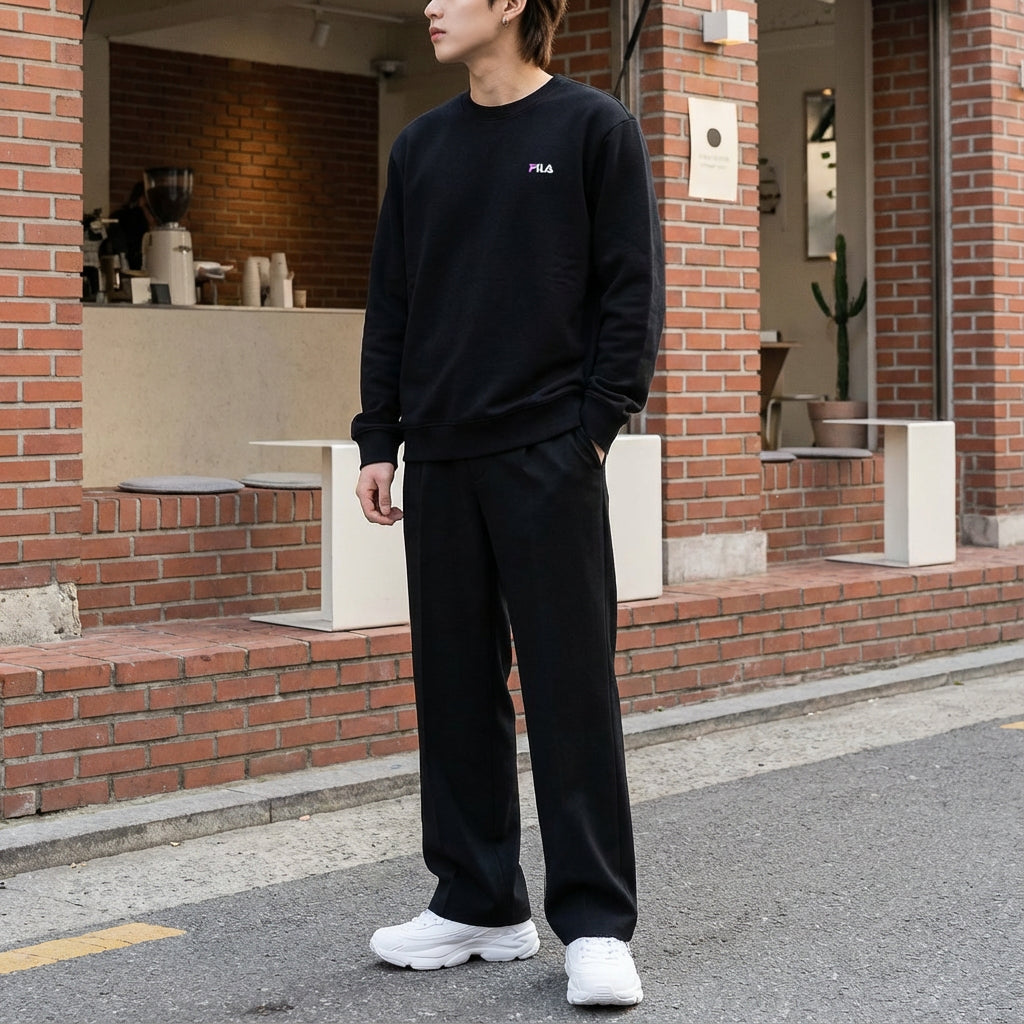 フィラ FILA ワンポイントクルーネックトレーナー / ONE-POINT CREW NECK SHIRTS / カジュアルウェア / メンズ (BK0) BLACK
