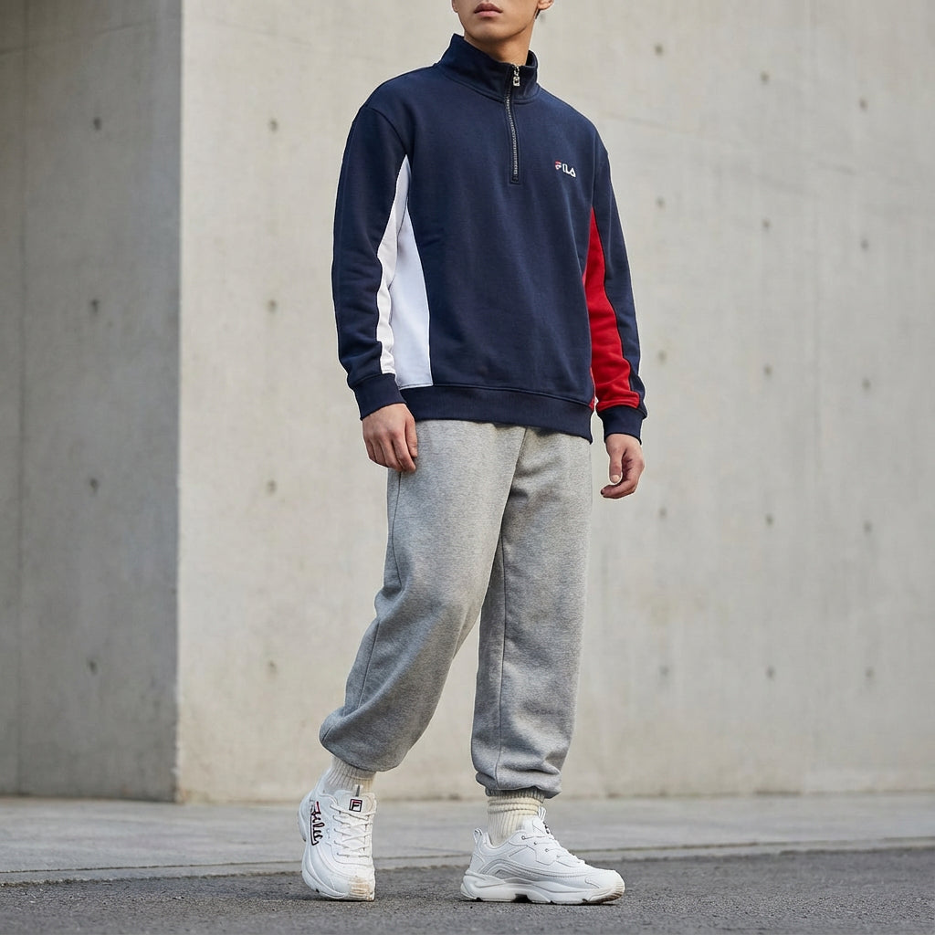 フィラ FILA 切替ハーフジップトレーナー / SWITCHING HALF ZIP C / カジュアルウェア / メンズ (NV0) NAVY
