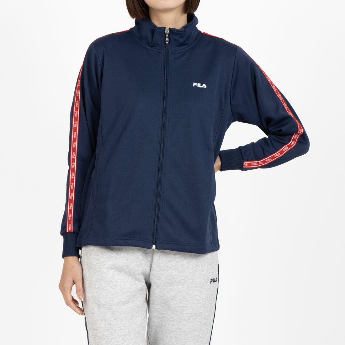 フィラ FILA ロゴテープジャージジャケット / LOGO TAPED JERSEY JACKET / カジュアルウェア / レディース (NV0) NAVY