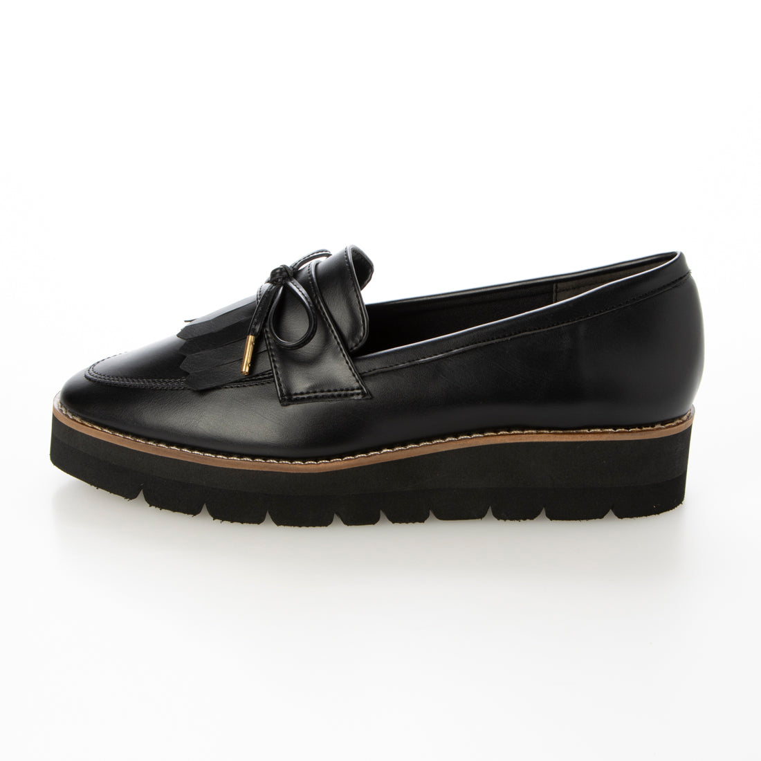 フィン Fin 厚底リボンキルトローファー【低反発スポンジ入り】 (ブラック) ブラック