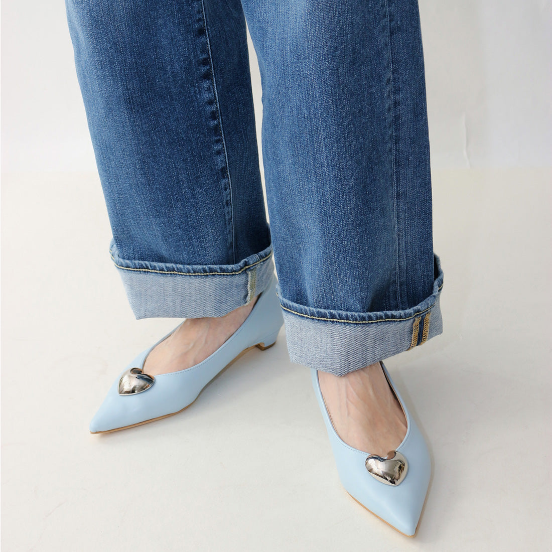 フィン Fin ハートモチーフフラットシューズ【低反発スポンジ入り】