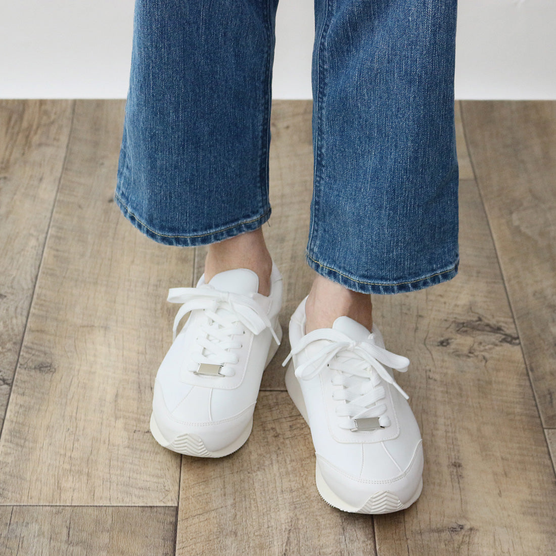 フィン Fin ナイロンコンビ厚底スニーカー【低反発スポンジ入り】 (アイボリー) アイボリー