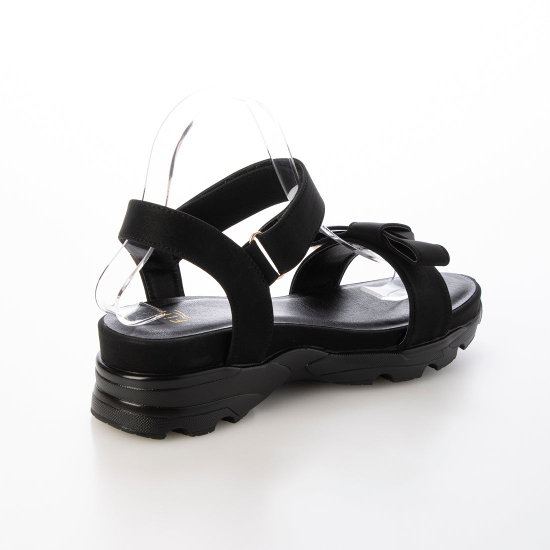 フィン Fin サテンリボン厚底ベルクロスポーツサンダル【低反発スポンジ入り】 (ブラック) ブラック