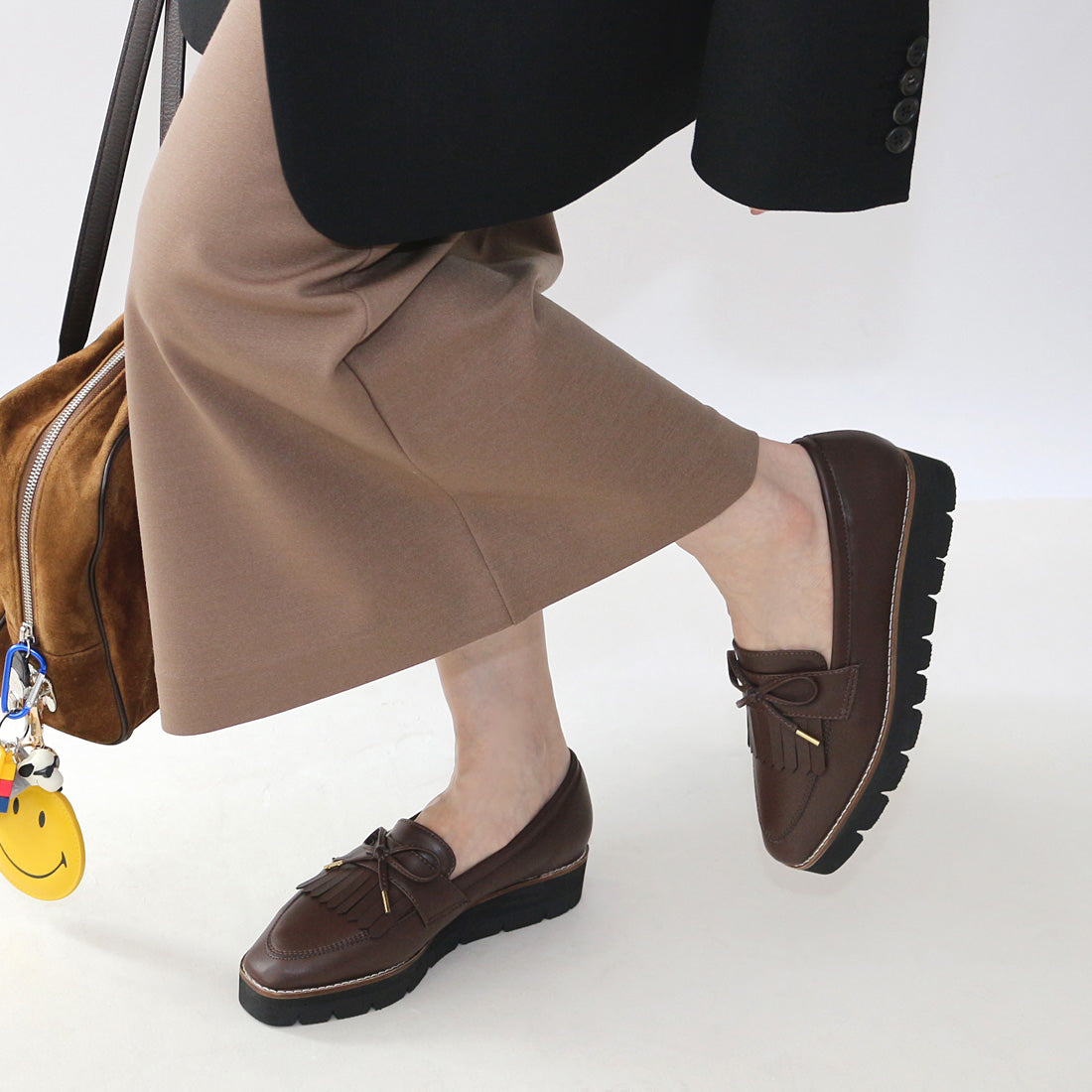 フィン Fin 厚底リボンキルトローファー【低反発スポンジ入り】 (ブラウン) ブラウン