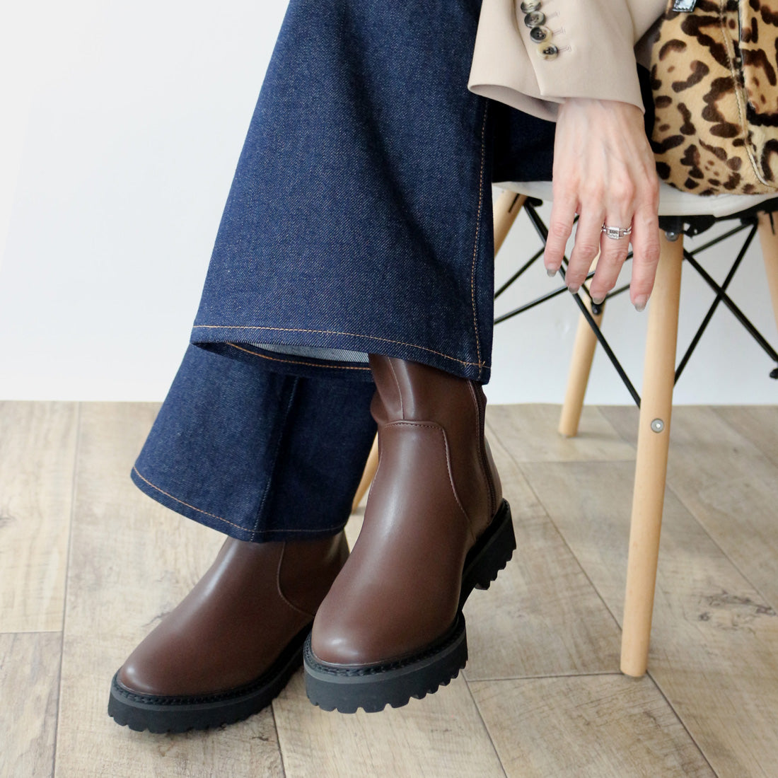 フィン Fin タンクソールストレッチブーツ【低反発スポンジ入り】 (ブラウン) ブラウン