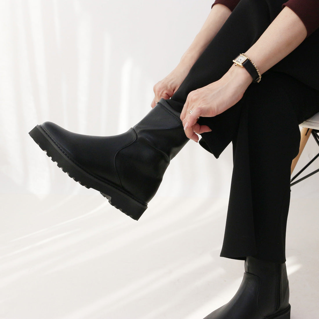 フィン Fin タンクソールストレッチブーツ【低反発スポンジ入り】 (ブラック) ブラック