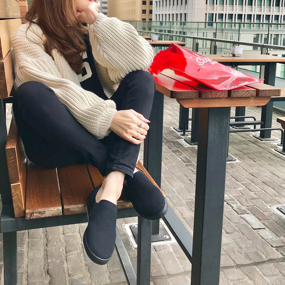 フィン Fin 【低反発スポンジ入り】ストレッチスリッポン,ブラック