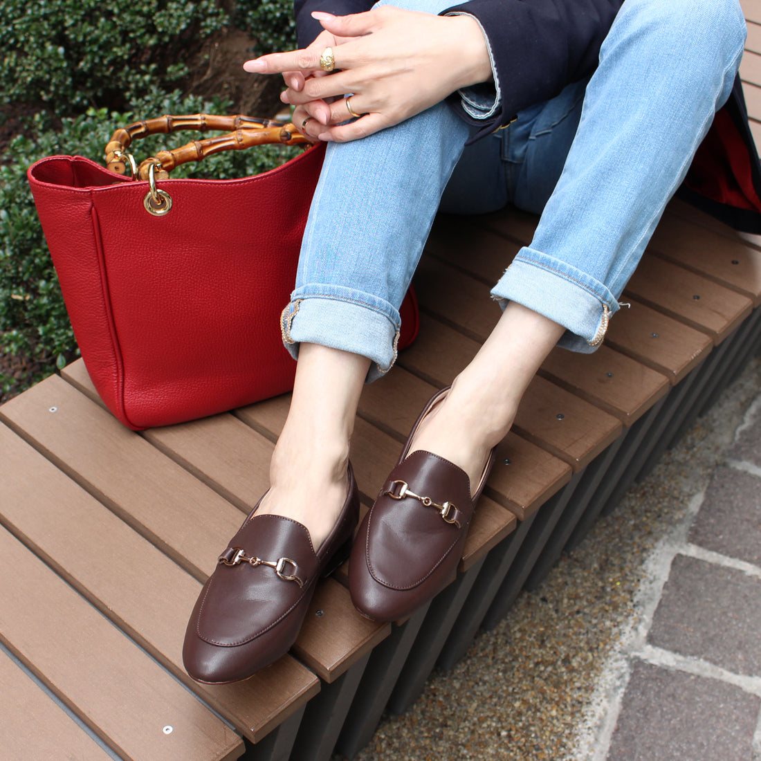 フィン Fin 2WAY本革ビットローファー【低反発スポンジ入り】,ブラウン