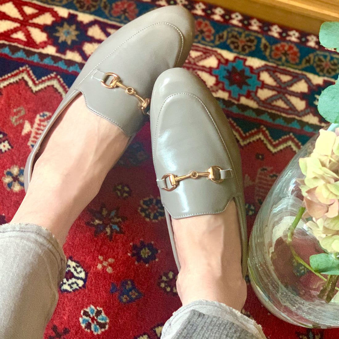 フィン Fin 2WAY本革ビットローファー【低反発スポンジ入り】,グレー