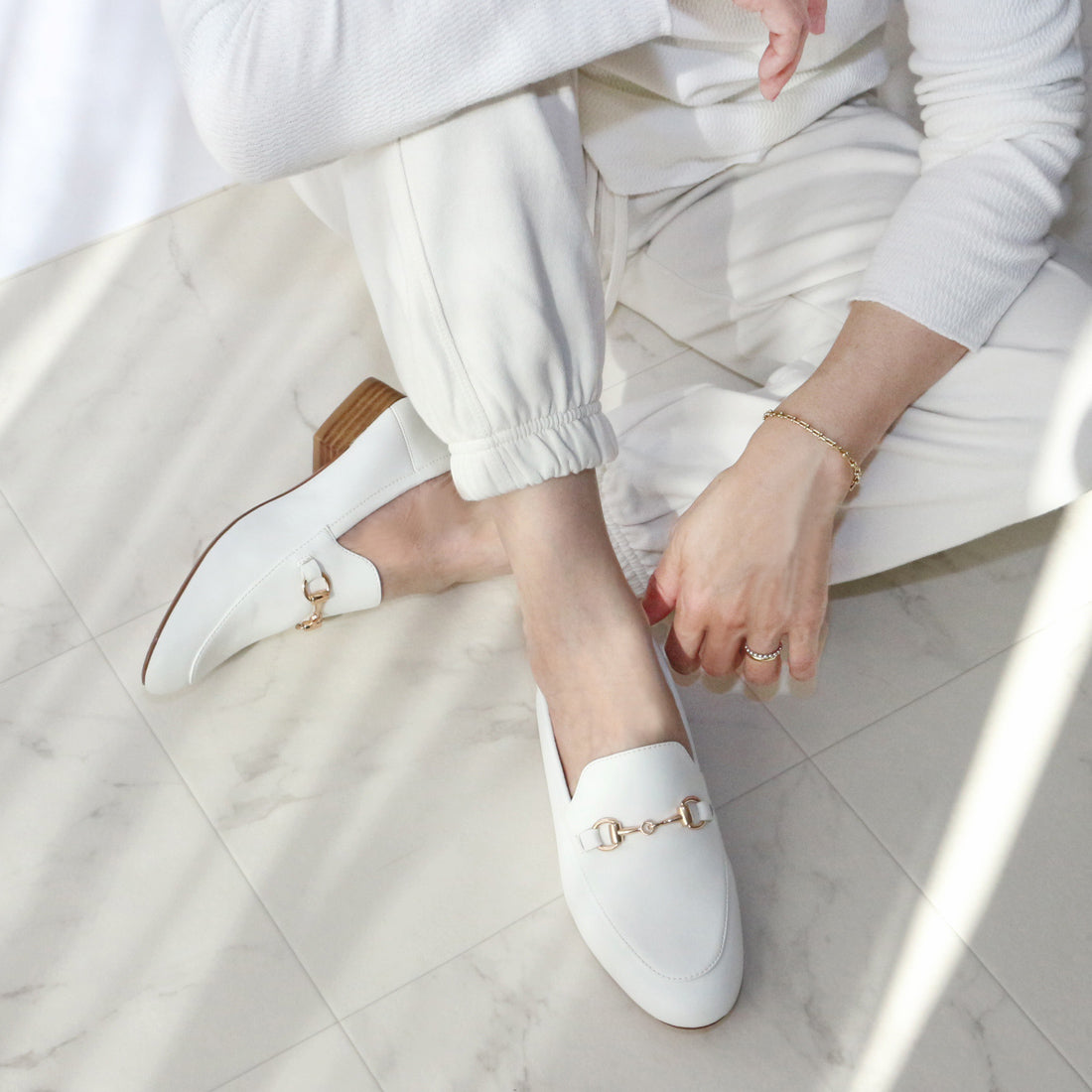 フィン Fin 2WAY本革ビットローファー【低反発スポンジ入り】,アイボリー