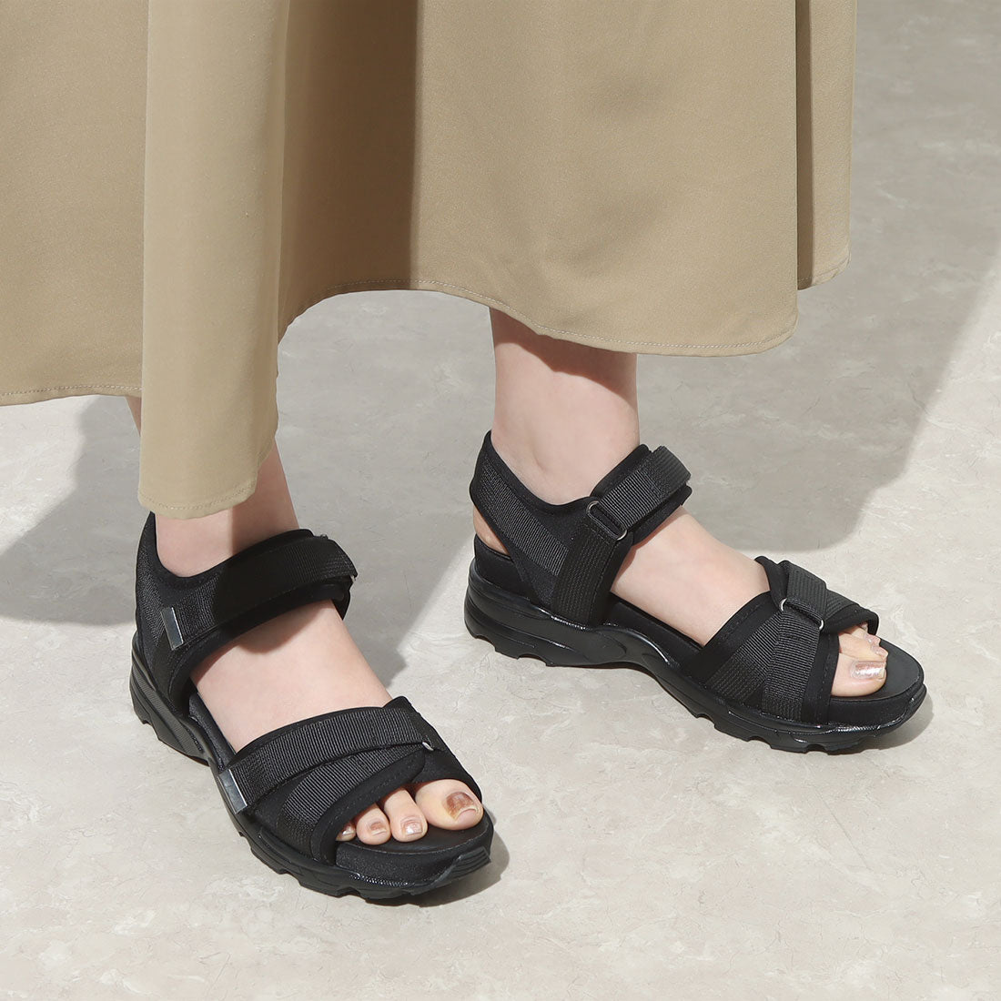 フィン Fin ナイロンベルクロスポーツサンダル【低反発スポンジ入り】