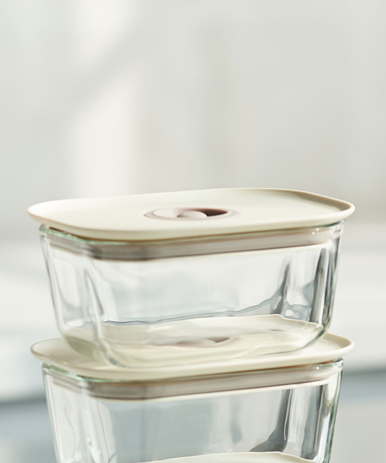 フィカ FIKA FIKA GLASS 耐熱ガラス製食品保存容器 四角タイプ 800ml単品,アイボリー