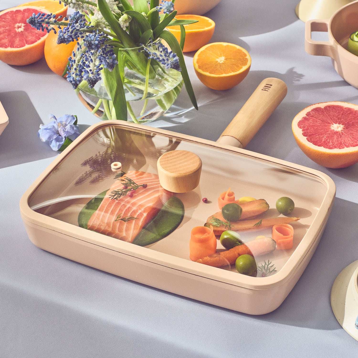 フィカ FIKA FIKAピーチピンクスクエアフライパン29cmガラス蓋付き 【返品不可商品】 (ピーチピンク) ピーチピンク