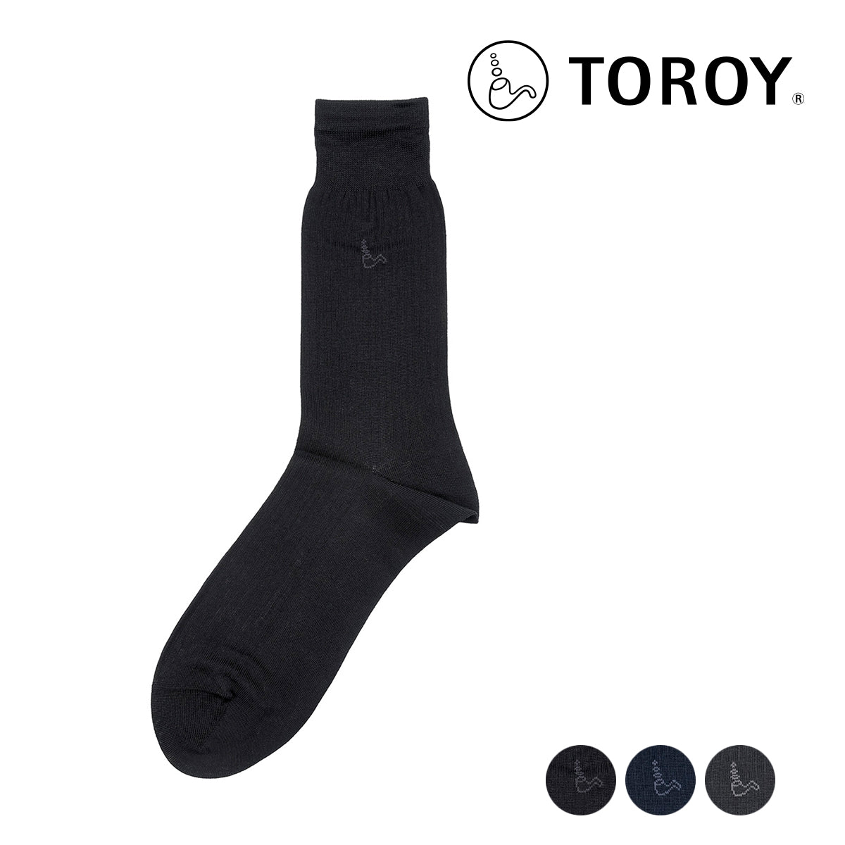 トロイ TOROY 福助 【TOROY】  無地 ワンポイント 刺しゅう 靴下 クルー丈 表糸綿100% 抗菌防臭加工  紳士 男性 メンズ フクスケ fukusk