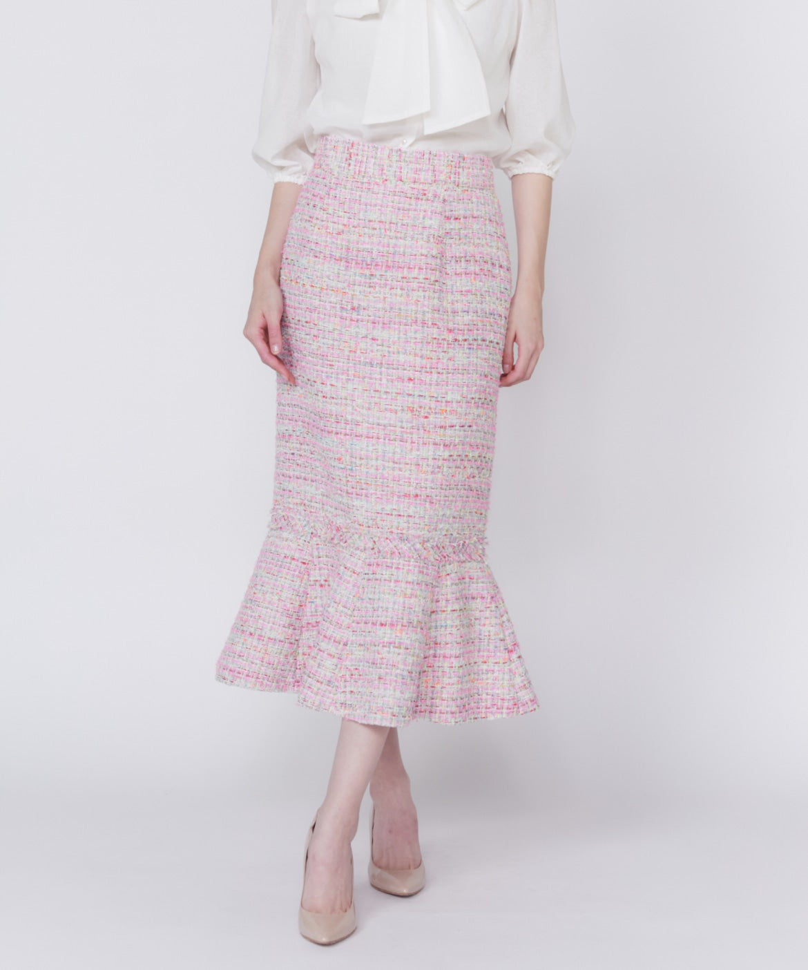 マーリエ ル カセット Maglie le cassetto 《M Maglie le cassetto》ツイードマーメイドスカート (ピンク1) ピンク1