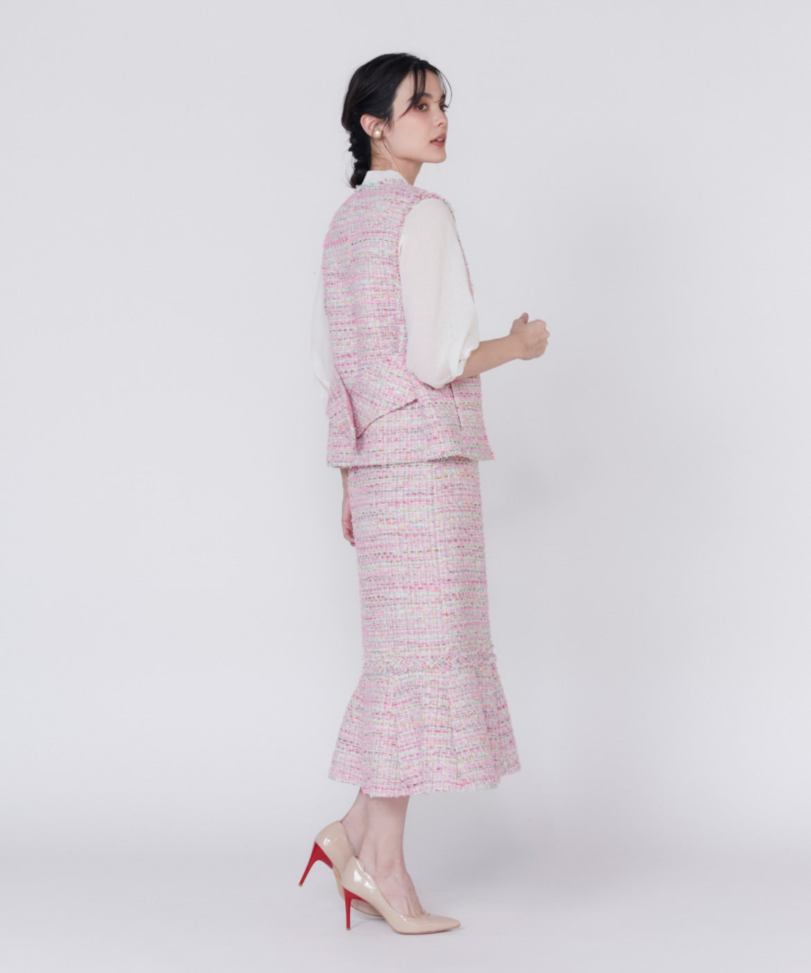 マーリエ ル カセット Maglie le cassetto 《M Maglie le cassetto》ツイードマーメイドスカート (ピンク1) ピンク1