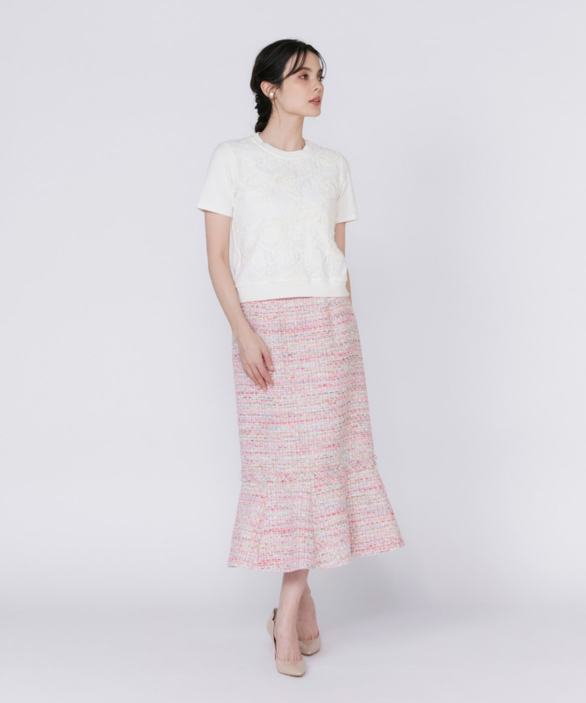 マーリエ ル カセット Maglie le cassetto 《M Maglie le cassetto》ツイードマーメイドスカート (ピンク1) ピンク1