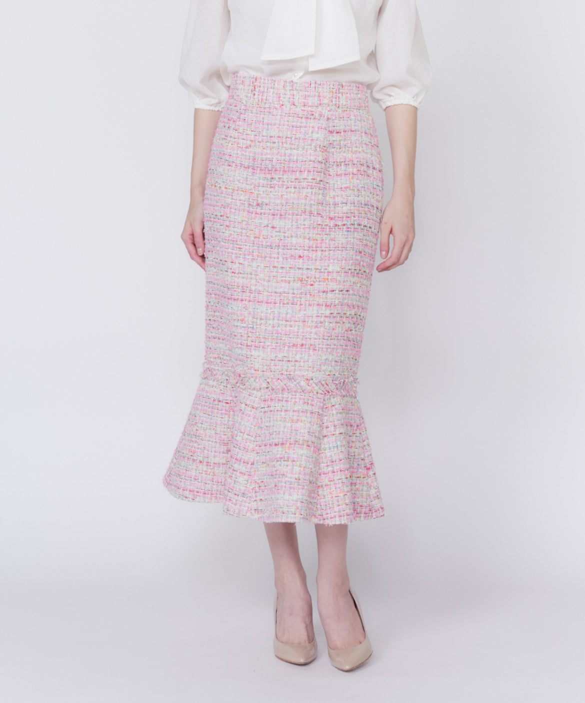 マーリエ ル カセット Maglie le cassetto 《M Maglie le cassetto》ツイードマーメイドスカート (ピンク1) ピンク1