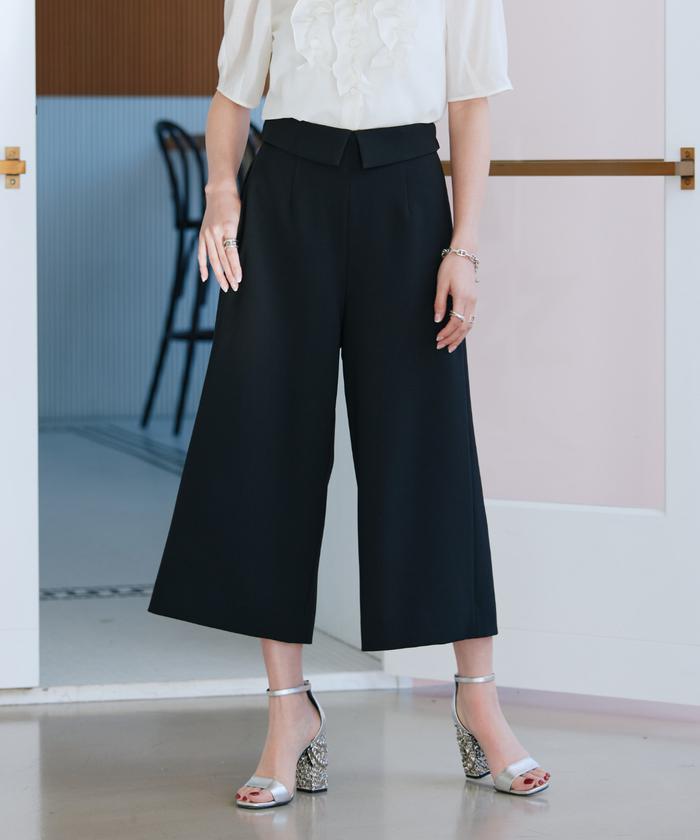 マーリエ ル カセット Maglie le cassetto 《M Maglie le cassetto×冨張愛》ハイウエストリバースガウチョパンツ (ブラック) ブラック