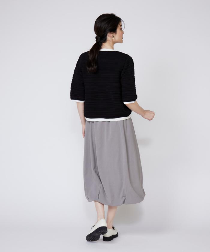 マーリエ ル カセット Maglie le cassetto 《大きいサイズ》ピンタック柄ニットジャケット (パープル2) パープル2