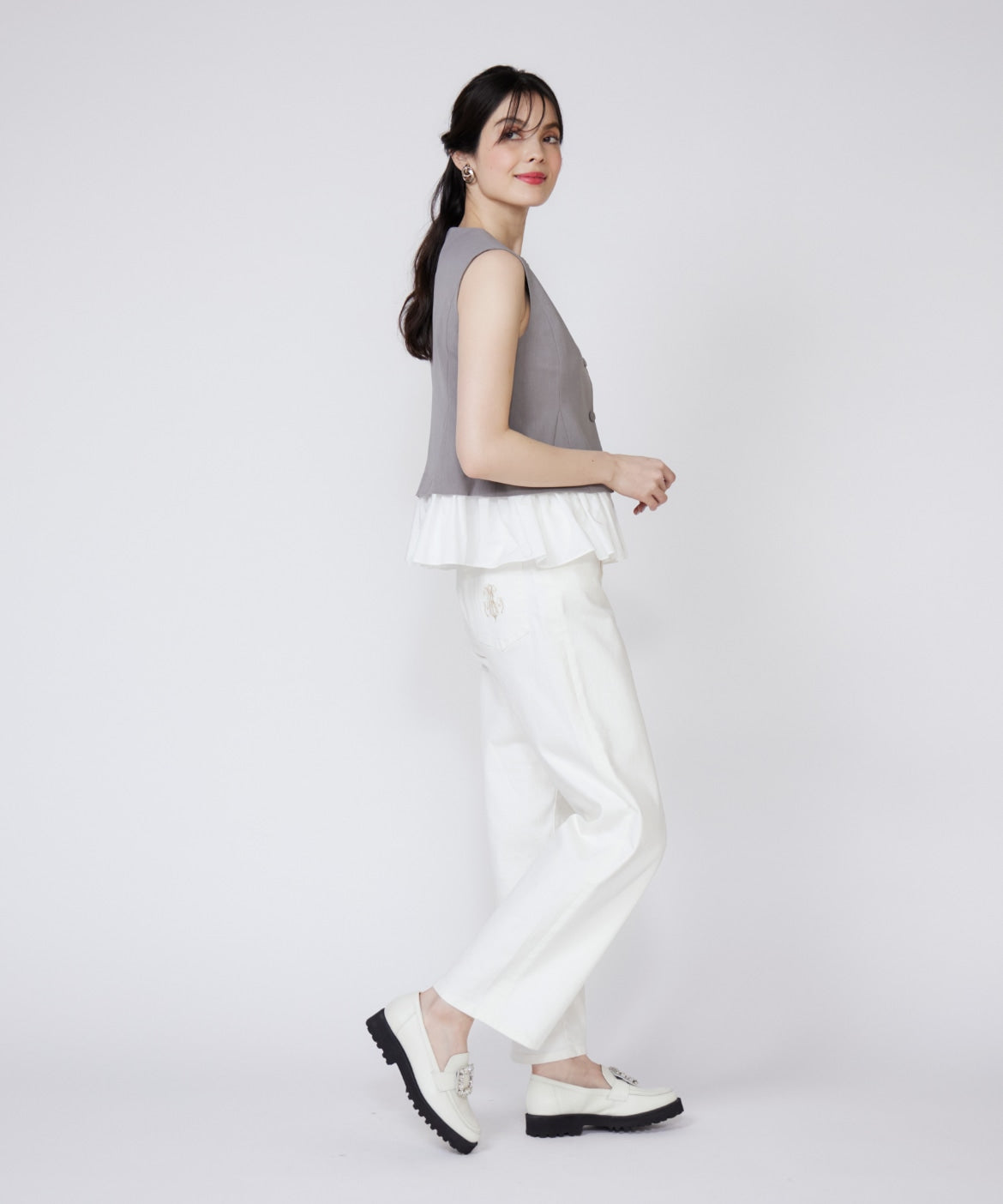 マーリエ ル カセット Maglie le cassetto 異素材ドッキングジレ (ネイビー) ネイビー