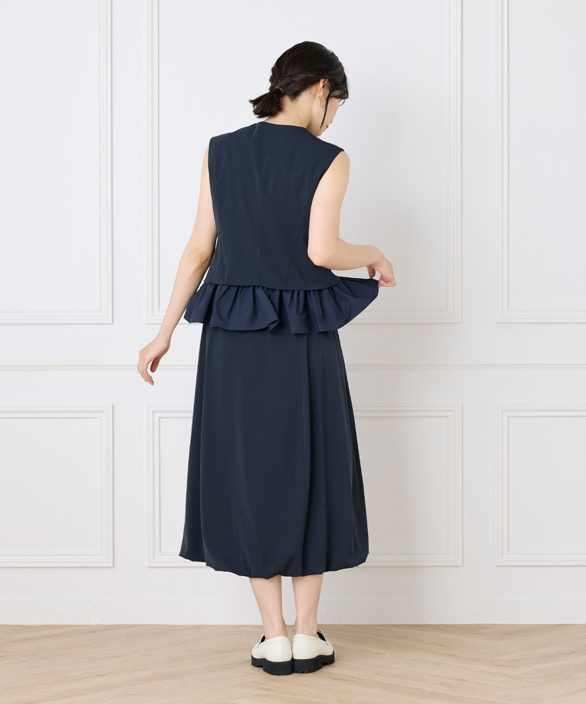 マーリエ ル カセット Maglie le cassetto 異素材ドッキングジレ (ネイビー) ネイビー