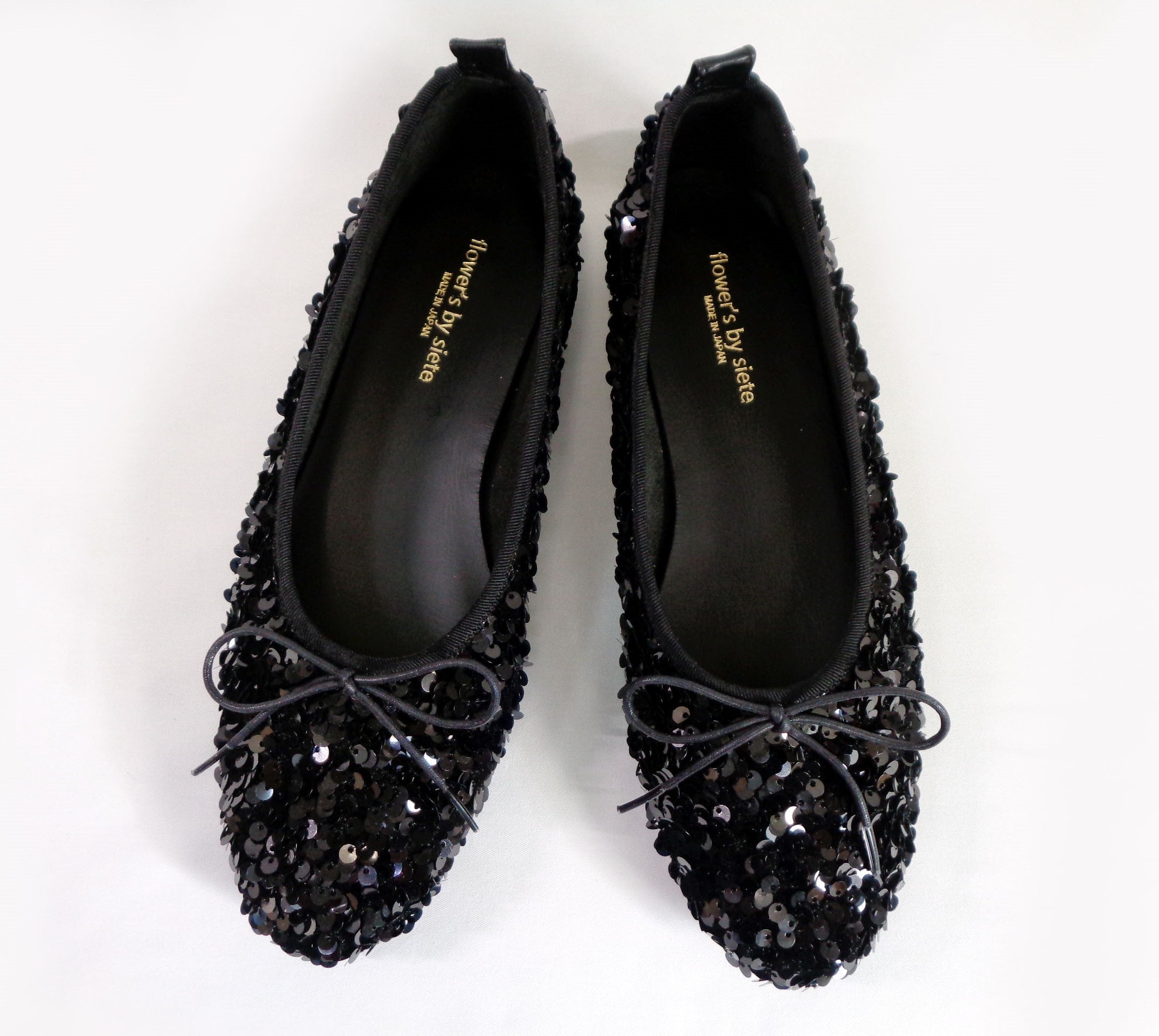 フラワーズ バイ シエテ flower's by siete スパンコールバレーシューズ,BLK