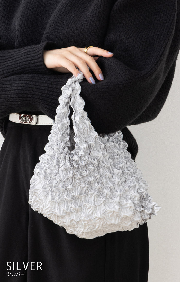 フロージュ florge 簡単!畳まないくしゅくしゅエコバッグ (ワインレッド) ワインレッド