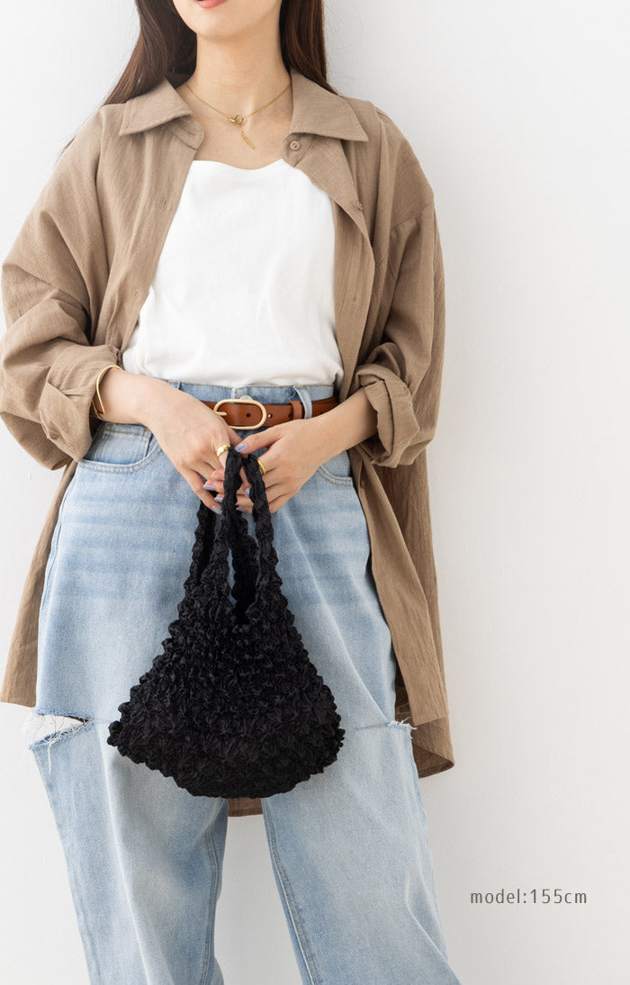 フロージュ florge 簡単!畳まないくしゅくしゅエコバッグ (ワインレッド) ワインレッド