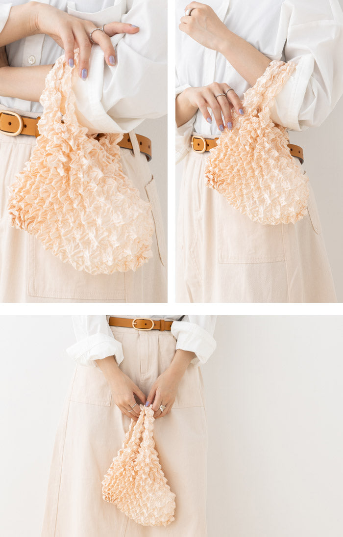 フロージュ florge 簡単!畳まないくしゅくしゅエコバッグ (ワインレッド) ワインレッド