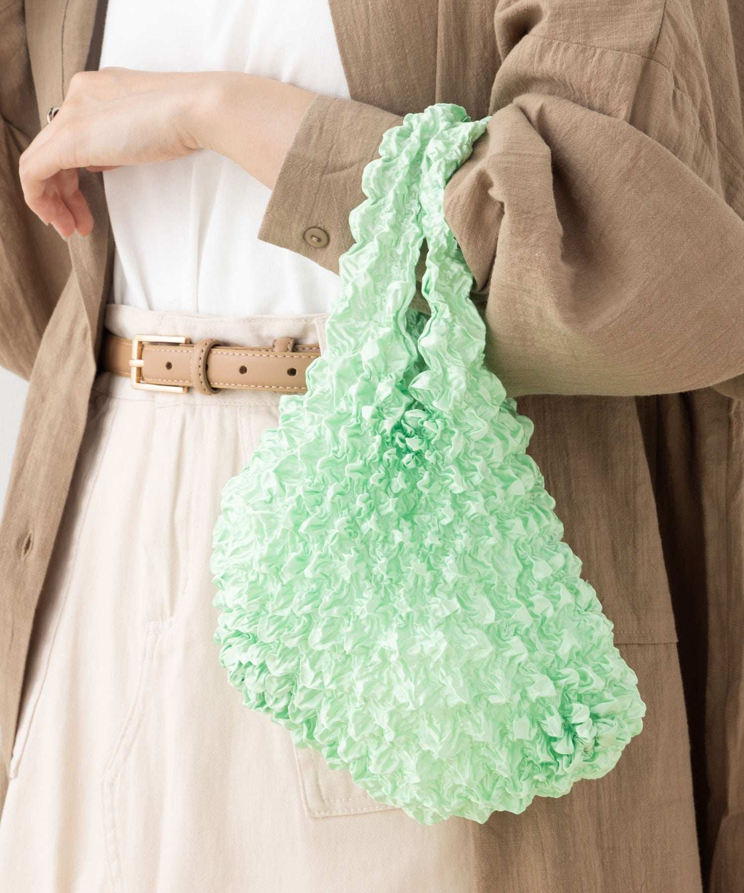 フロージュ florge 簡単!畳まないくしゅくしゅエコバッグ (ミント) ミント