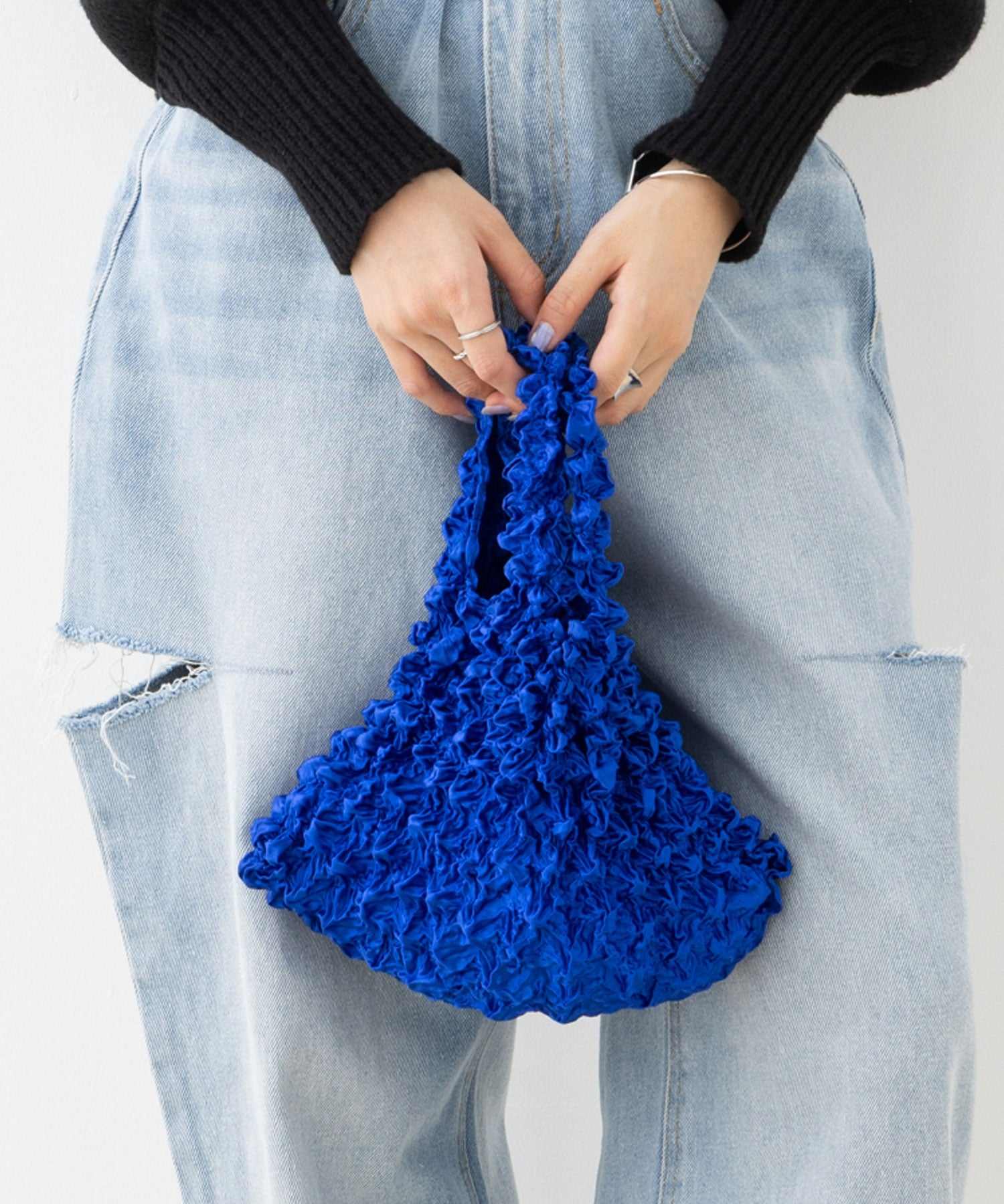 フロージュ florge 簡単!畳まないくしゅくしゅエコバッグ (ブルー) ブルー