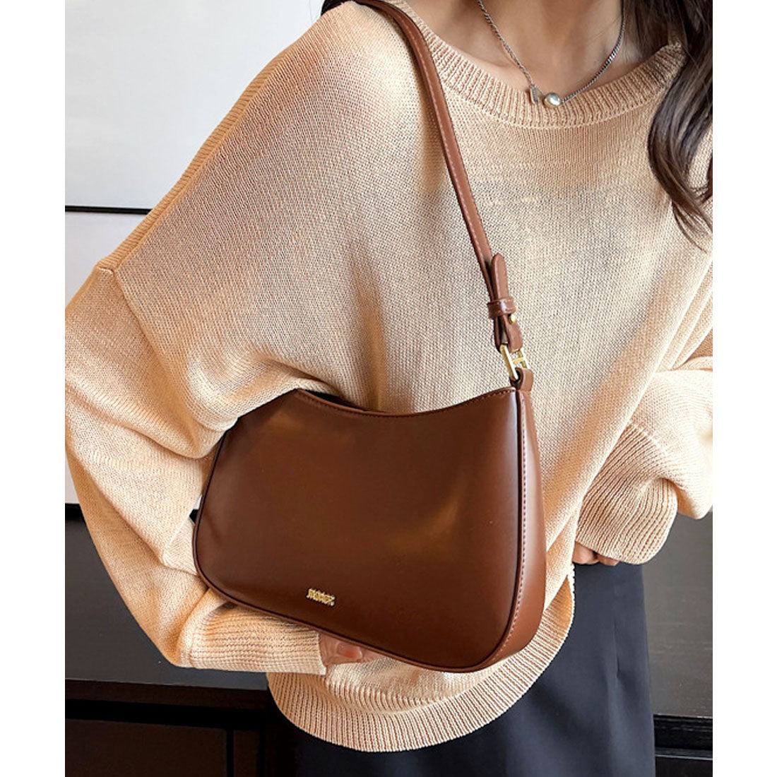 フロージュ florge 【2種類のショルダーストラップ入り】レザータッチシンプルホーボーバッグ/ハンドバッグ (ワインレッド) ワインレッド