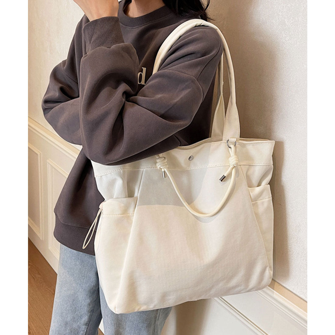 フロージュ florge 【A4収納可・軽量】パラコードハンドルトートバッグ/サブバッグ (オフホワイト) オフホワイト