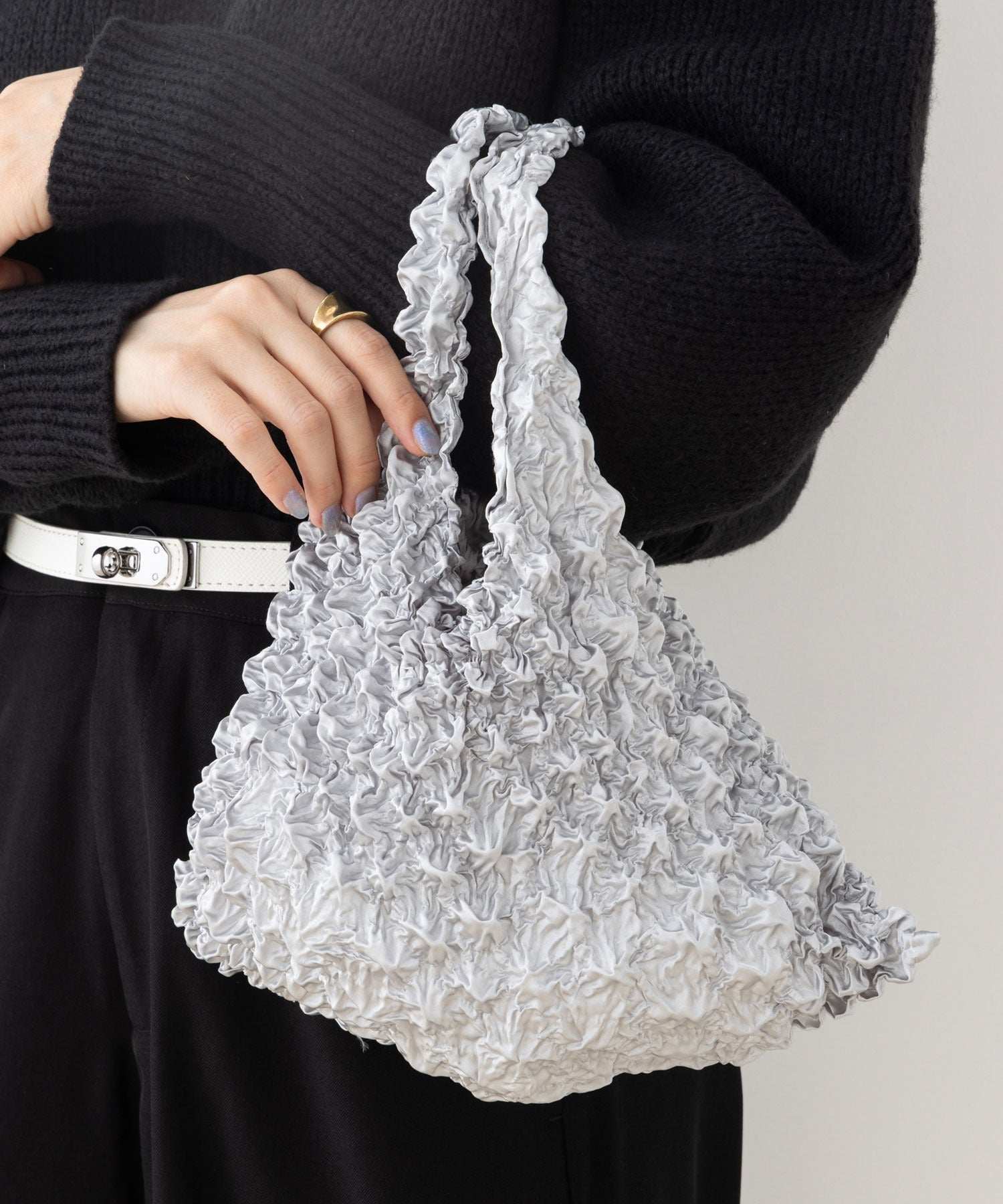 フロージュ florge 簡単!畳まないくしゅくしゅエコバッグ (シルバー) シルバー