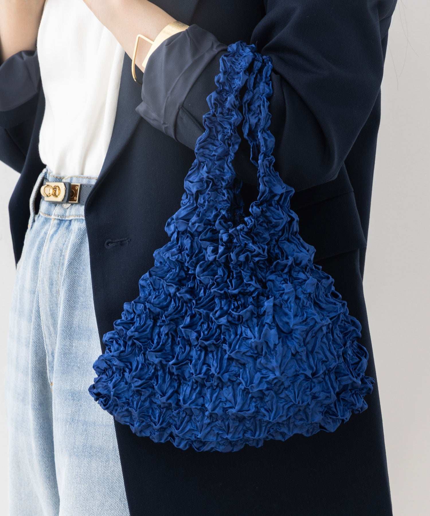 フロージュ florge 簡単!畳まないくしゅくしゅエコバッグ (ネイビー) ネイビー