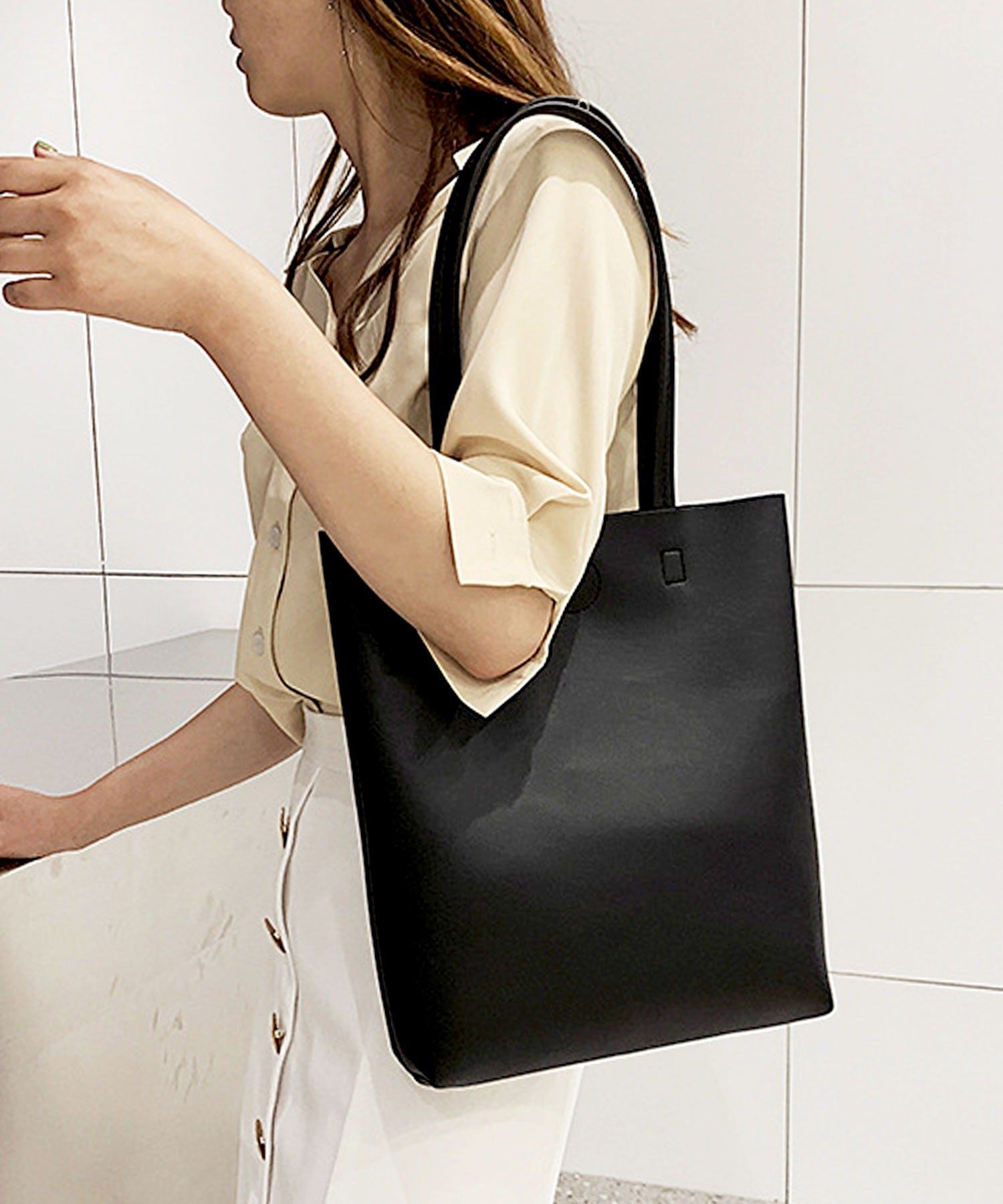 フロージュ florge 【軽量】【A4収納可】配色レザーレディース縦型トートバッグ