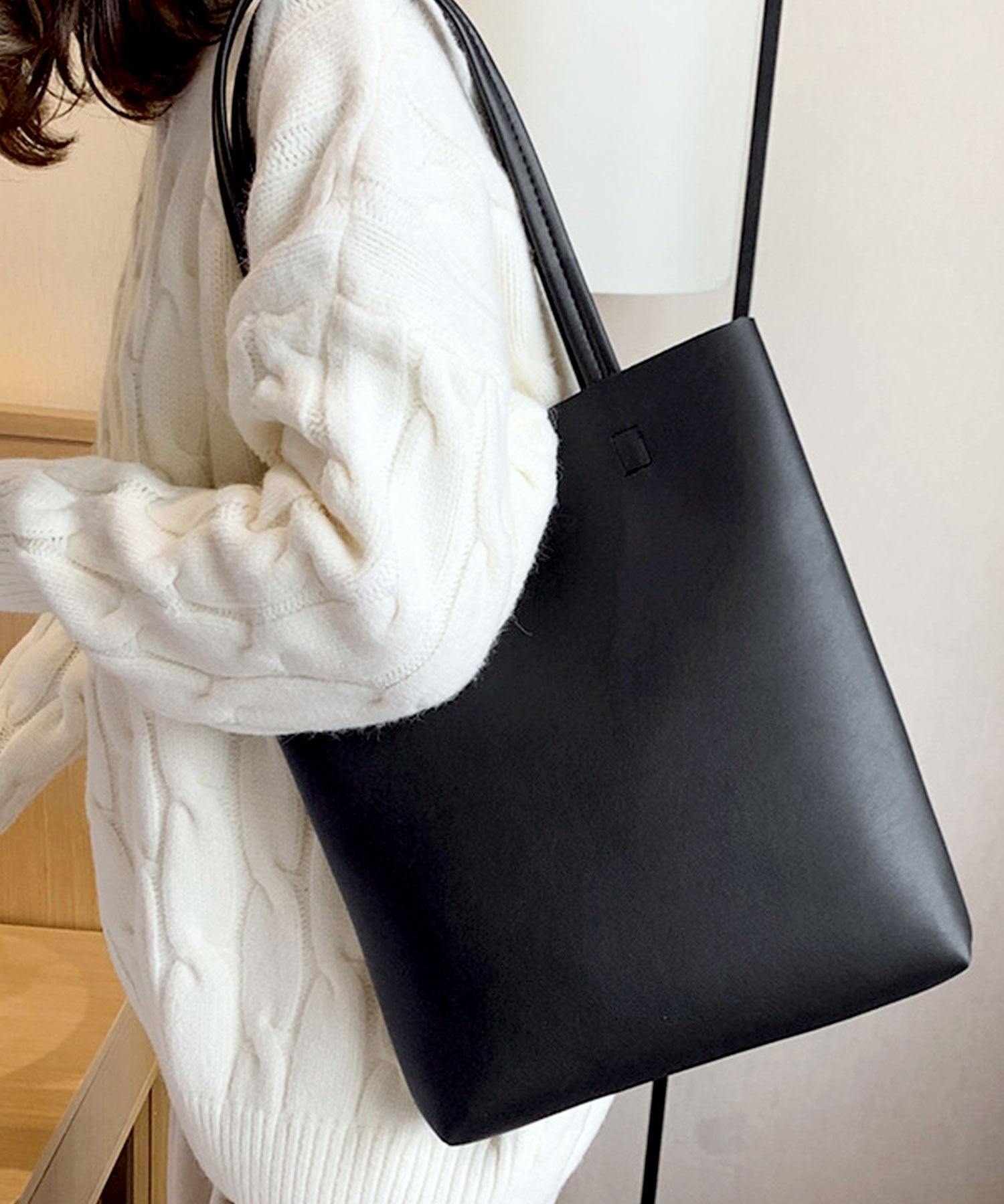 フロージュ florge 【軽量】【A4収納可】配色レザーレディース縦型トートバッグ,ブラック