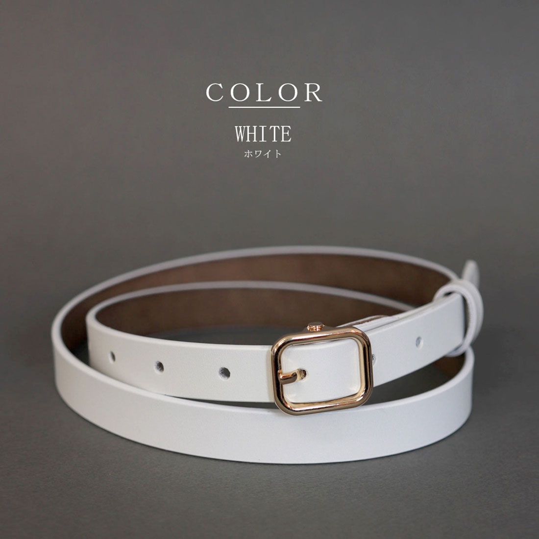 フロージュ florge 【牛革】細身スクエアバックルレザーベルト (ワイン) ワイン