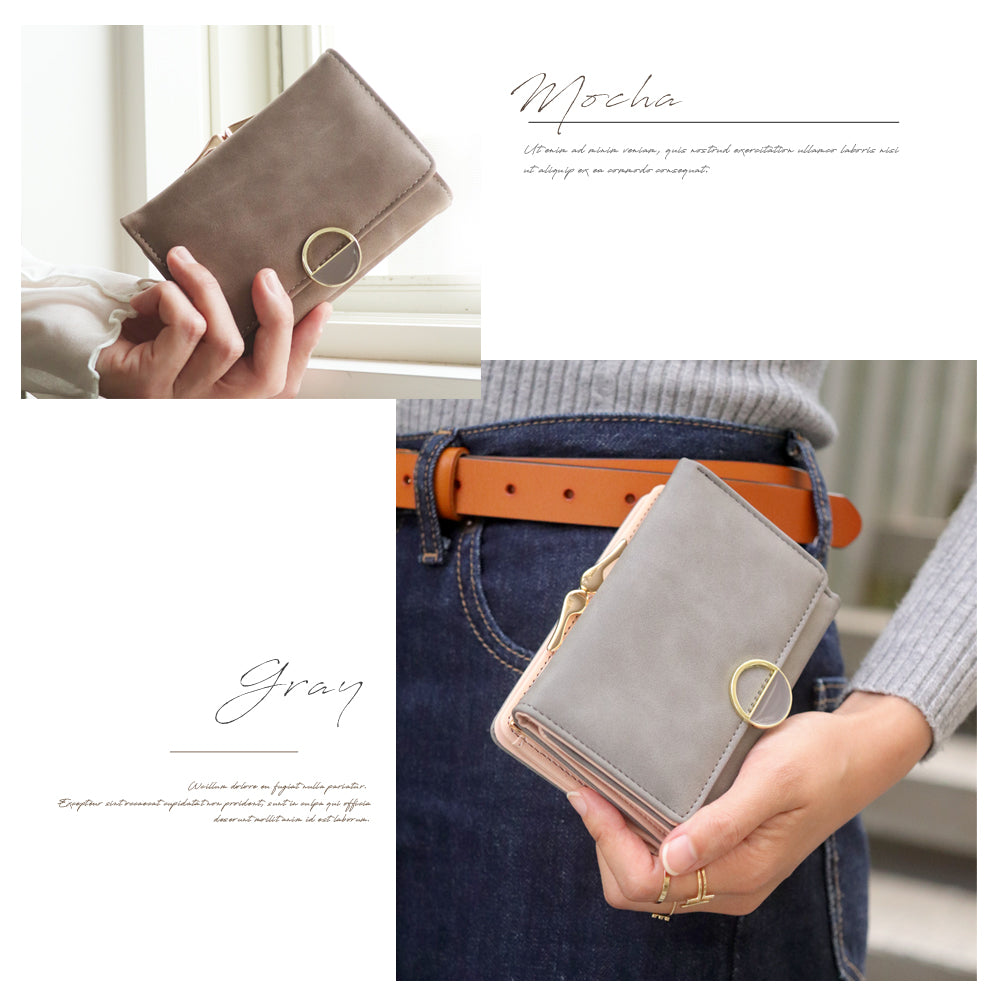 フロージュ florge 【大容量】ハーフラウンドモチーフのスクエアがま口財布 (ブラック) ブラック