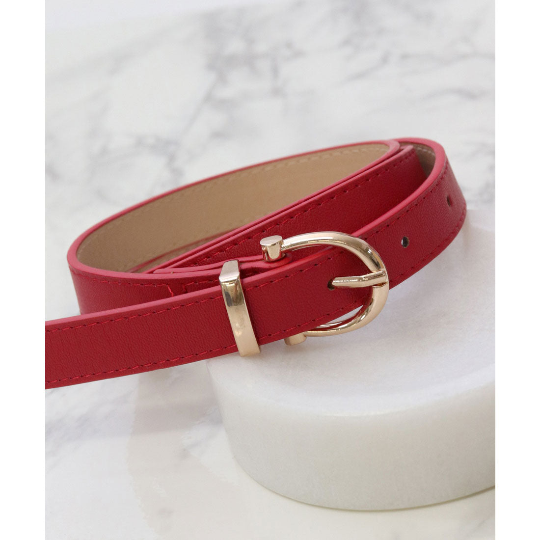 フロージュ florge 【8色展開】オーバルピンバックルのプレーンPUレザーベルト