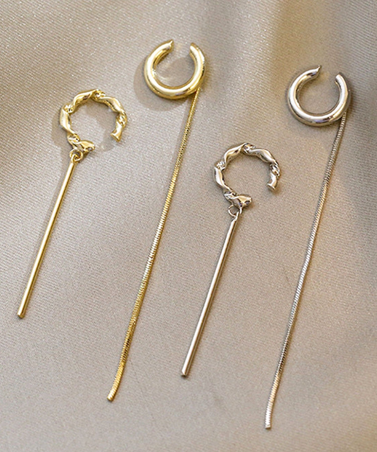 フロージュ florge アシンメトリー2連イヤーカフ (ゴールド) ゴールド