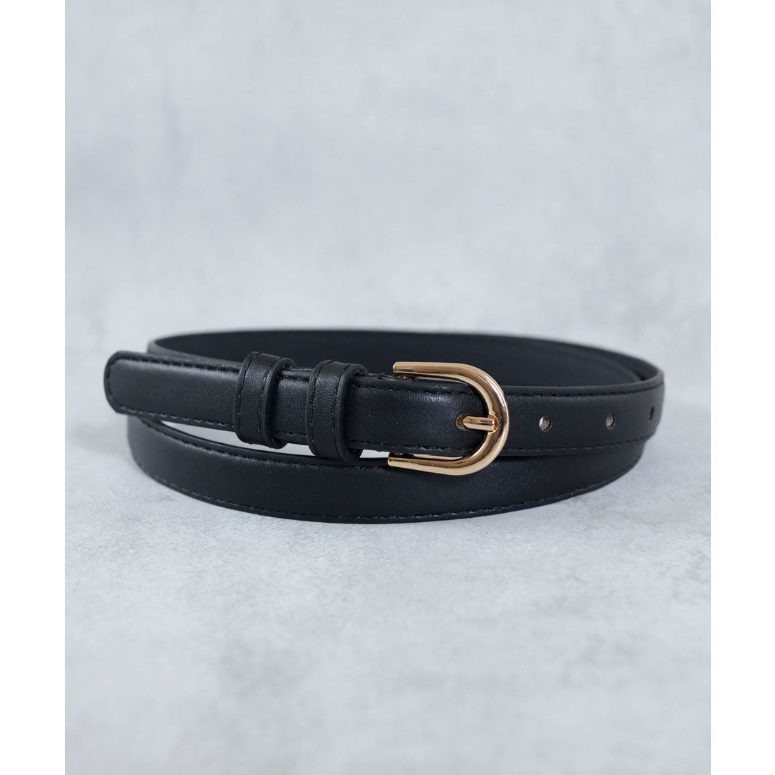 フロージュ florge ゴールドバックルシンプルレザーベルト (モカ) モカ