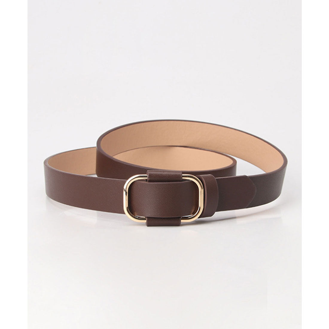 フロージュ florge ゴールドバックル穴無しレザーライクベルト (ホワイト) ホワイト